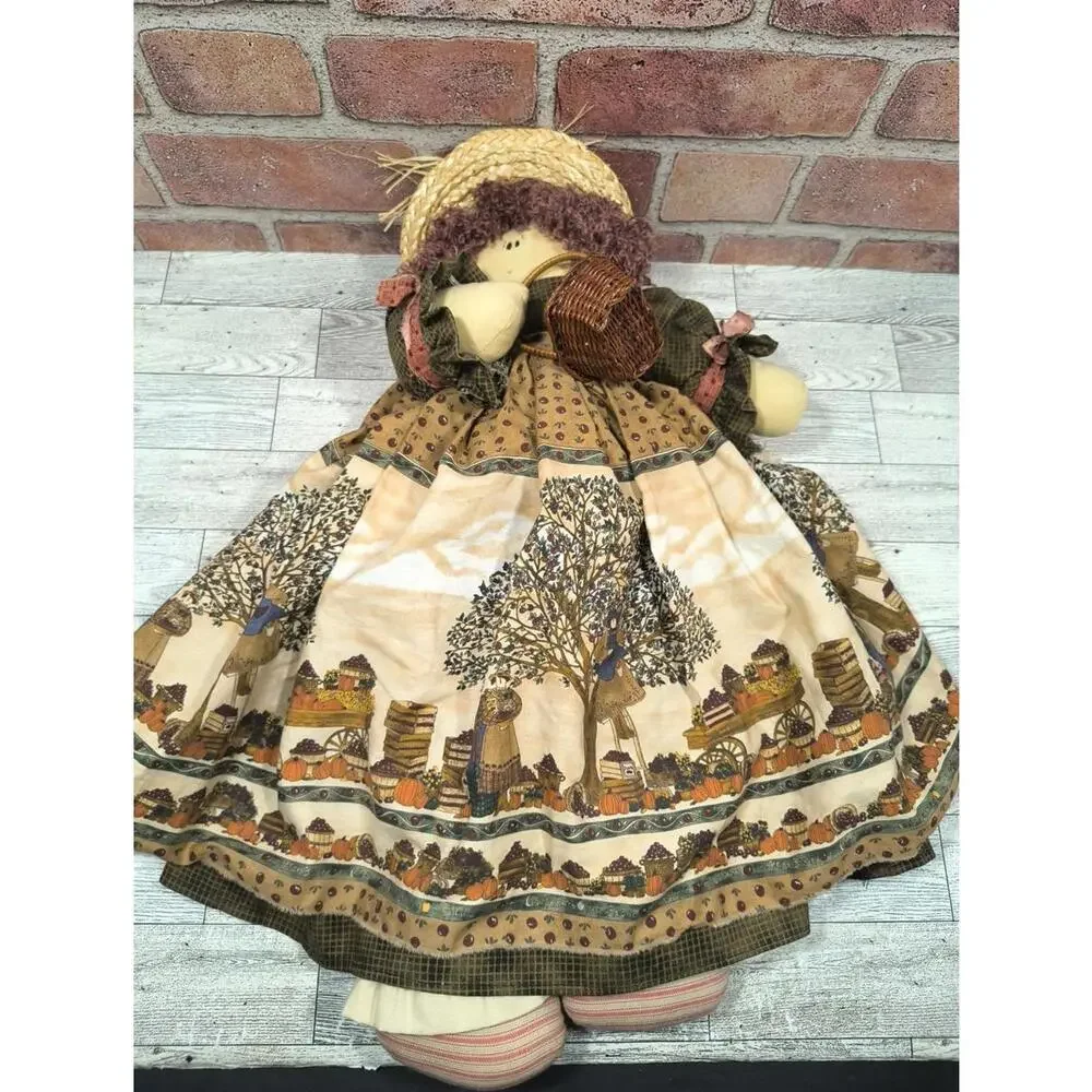 Country Cottage Farmhouse Vintage RagDoll Girl Handmade Fall Harvest Decor Cute